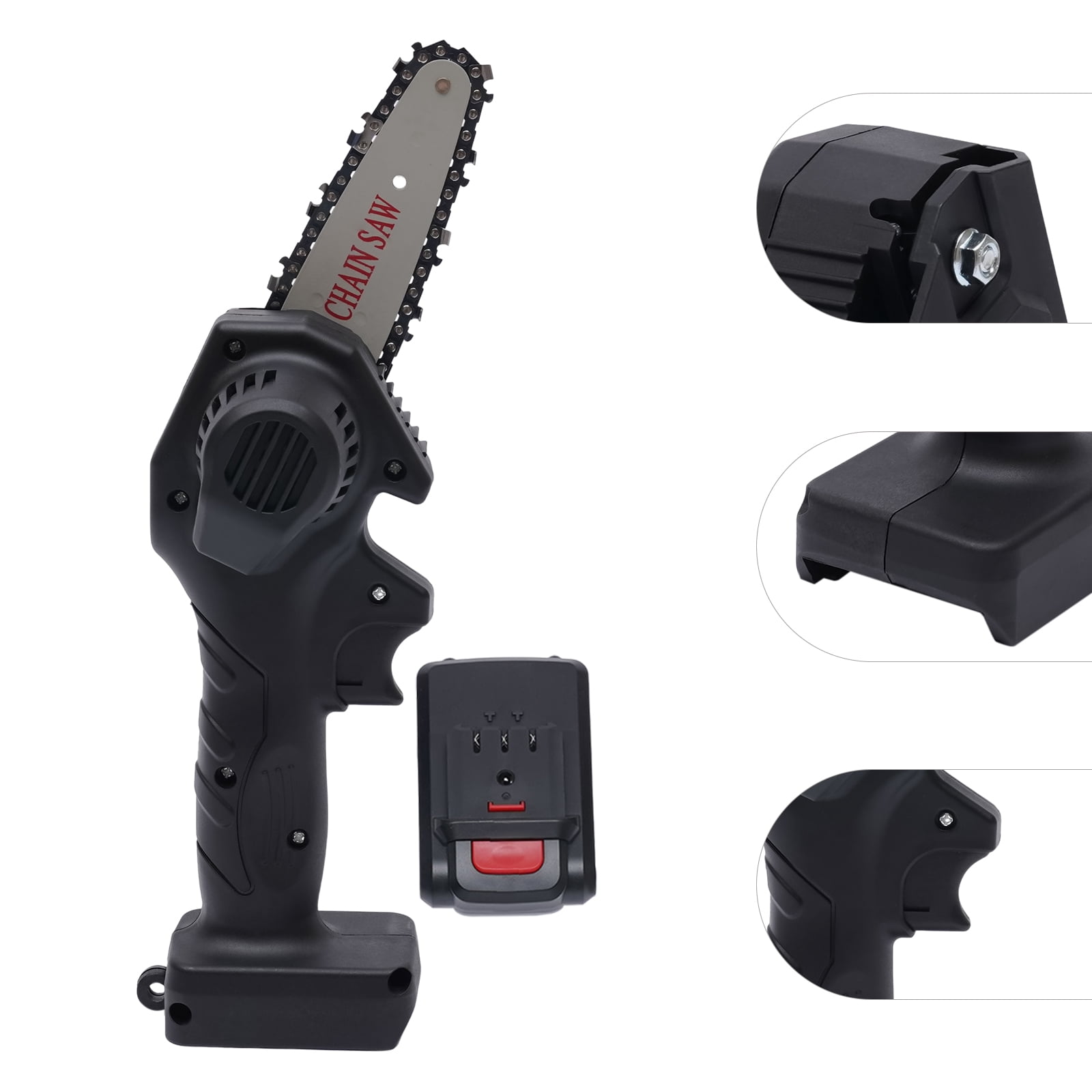ChicHomey 4 Inch Cordless Electric Chainsaw- 550W Pure Copper,Handheld Mini Cordless Chainsaw,Adjustable Tension, for Gardening, Pruning Black