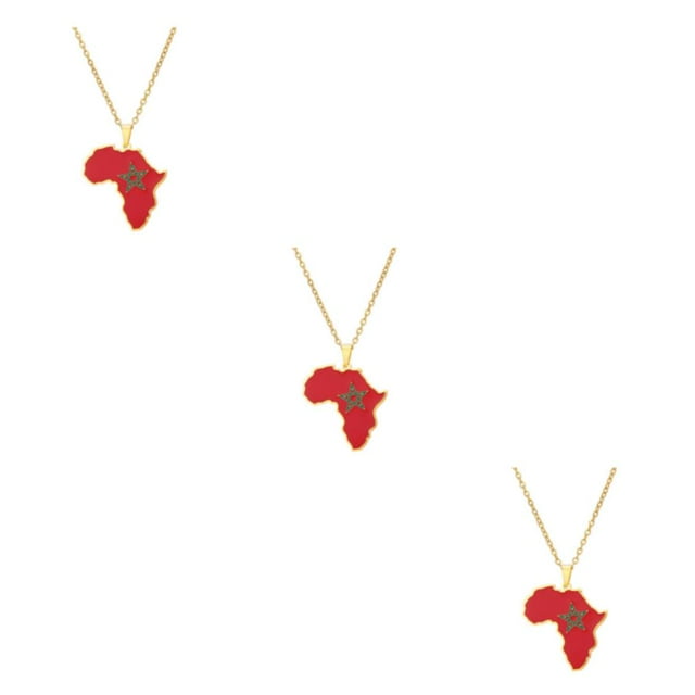 Youkk Stylish Accessory Morocco Map Flag Pendant Necklace Statement With Style Morocco Map Necklace Unique As Shown 3Set