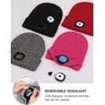 thumbnail image 4 of Unisex LED Beanie Hat with Light, Rechargeable LED Headlamp for Outdoor Activities, Knit Lighted Headlight Cap, Gifts for Men Dad Husband Women Mom Wife Teens Handyman Presents, 4 of 6