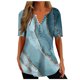 thumbnail image 2 of ICHUANYI Clearance Fashion Women Summer Causal Printing Short Sleeve V-Neck Top Blouse Button T-Shirt(Green, M) ICHUANYI WER2023081204238, 2 of 4