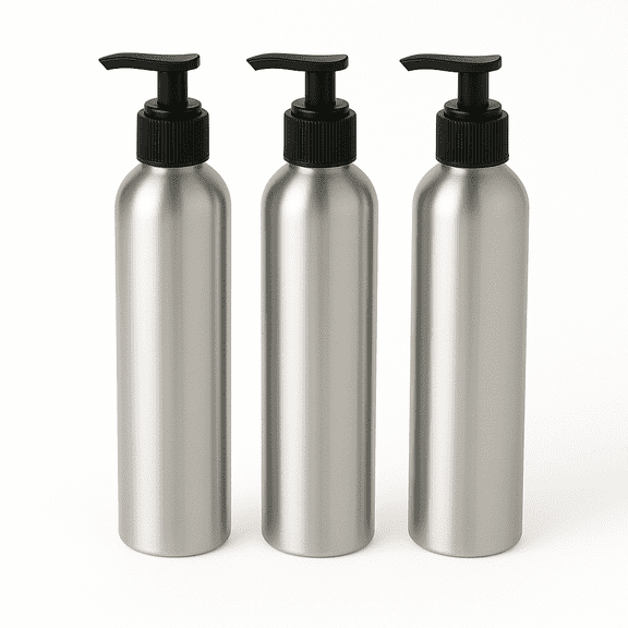 Royal Massage 8oz Bullet Round Massage Oil/Lotion/Liquid Bottle with Saddle Pump (Aluminum, 3)