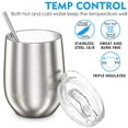 thumbnail image 3 of Metal Insulated Stemless Wine Glasses - THILY 4 Pack Stainless Steel Wine Tumbler with Lid and Straw, Travel Cup Set, Reusable, Keep Cold & Hot for Wine, Coffee, Drinks, Silver, 3 of 5