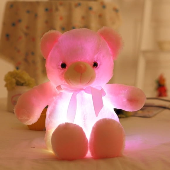 karymi Colorful Color Changing Glowing Color Bear Figurine Ribbon Light Bow Bear Boy and Girl Holiday Gift Birthday Gift Birthday Gifts