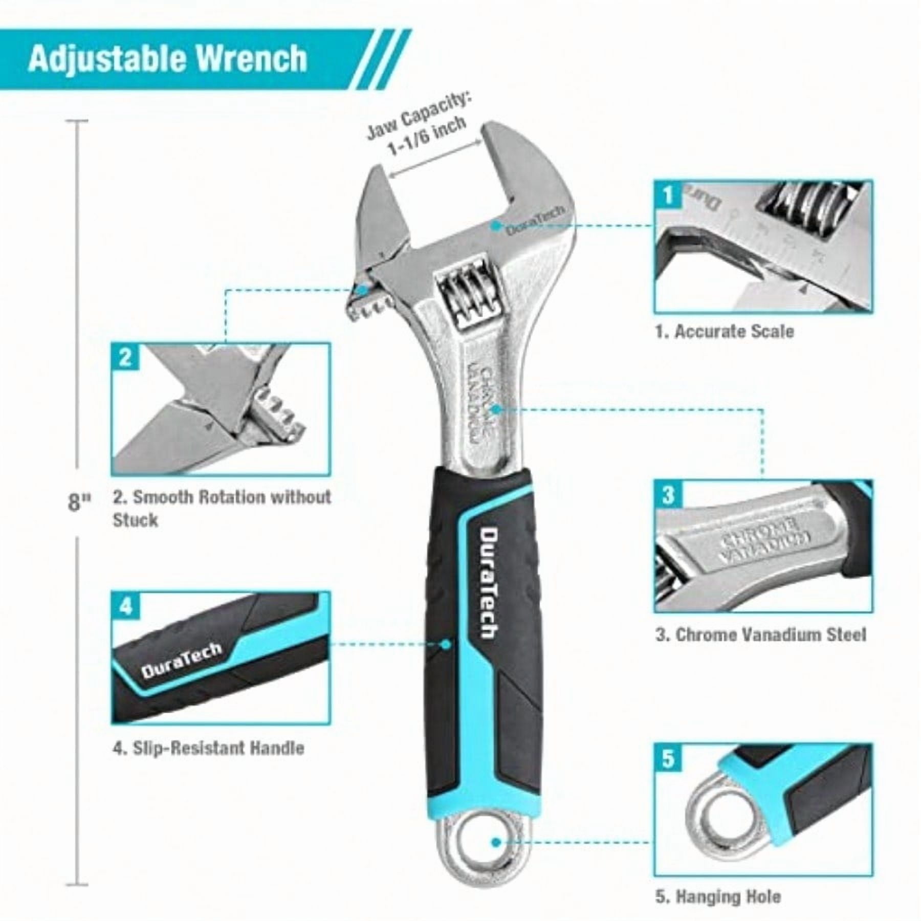 8Piece Pliers Set With Rolling Pouch Premium CrV CrNi Construction 12 10 8 Groove Joint Pliers 8 Adjustable Wrench 8 Linesman 6 Long Needle Nose 6 Slip Joint 6 Diagonal