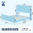 thumbnail image 2 of Greenstell Queen Size Bed Frame with LED Light and Charging Station, Velvet Upholstered Platform Bed Frame with Diamond Tufted Headboard and Wingback,White, 2 of 7