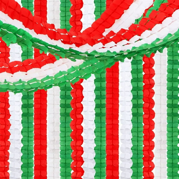NOGIS 12Pcs Red White and Green Party Decorations, Hanging Paper Streamers Garland for Birthday Wedding Baby Shower Mexican Italian Themed Christmas Party Decorations