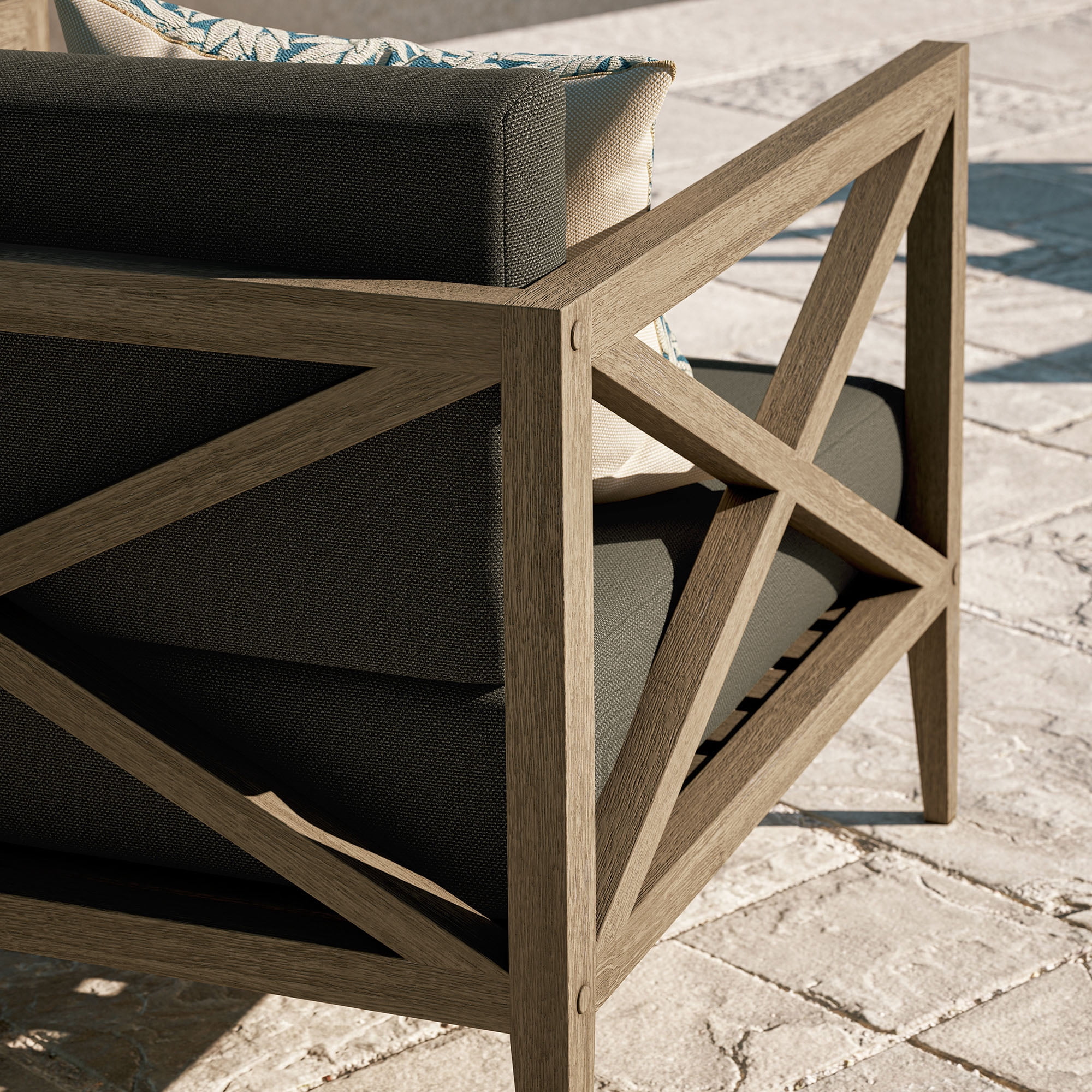 Northlake Outdoor Teak Armchair in Weathered Gray Flint