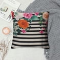 thumbnail image 2 of Decorative Throw Pillow Cover Queen Trendy Pink Watercolor Floral Black White Stripe Outdoor Pillowcase Gift for Holiday Sofa Bed, 2 of 5