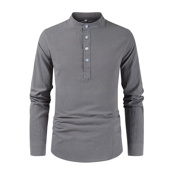 Aayomet Button Down Shirts for Men Collar Half Open Shirt Mens Long Sleeved Shirt (GY2, XL)