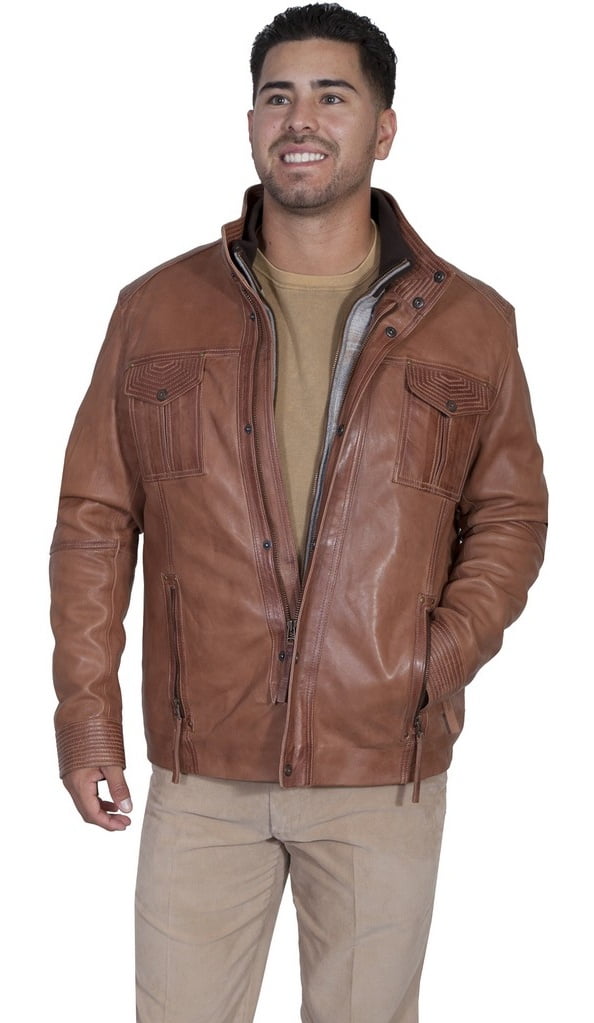Scully Western Jacket Mens Leather Removable Vest Zip Front 533 ...