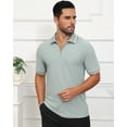 thumbnail image 4 of QPNGRP Men's Zipper Polo Shirts Short Sleeve Moisture Wicking Dry Fit Striped Casual Golf Shirts for Men Armygreen L, 4 of 6