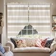thumbnail image 2 of Beige Brown Swag Valances for Windows 2 Pack White Stripe Swag Kitchen Curtains 36 Inches Long Rod Pocket Short Window Treatment for Kitchen Bathroom 36"x36", 2 of 8
