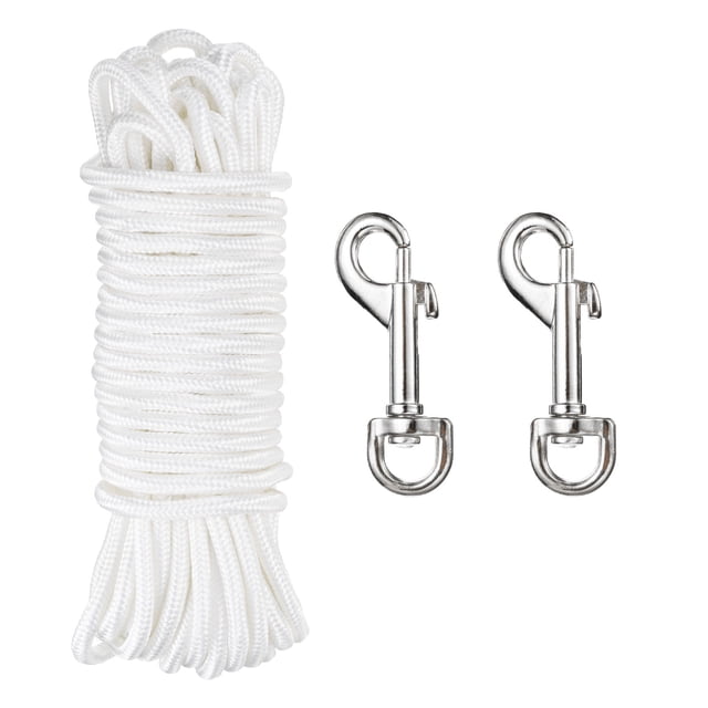 Uxcell Cuerda de Bandera de 50 pies Cuerda de Nylon 1/4" de Diámetro Cuerda para Asta de Bandera Trenzada de Nylon para Exterior, Bandera, Columpio, Cuerda de Ropa, Camping Blanca