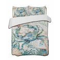 thumbnail image 2 of Quilts Twin XL Size, Teal Coastal Crab Soft Comforter Bedding Set for Bed, Vintage Summer Beach Nautical Coral Lightweight Quilted Bedspread with Pillow Cover(2 Pieces) for All Season, 68x98 Inch, 2 of 6