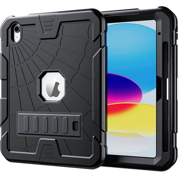 iPad Case 10th Generation for Kids, iPad 10.9 inch Case with Stand, Heavy Duty Rugged Protective iPad 10th 2022 Case Cover A2757, A2777 with Pencil Holder for Students