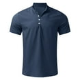 Blue Men Going Out Shirts, Short Sleeve Mens V Neck T Shirts, Work