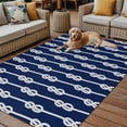 thumbnail image 2 of Fsddascl Navy Blue Outdoor Rug for Patio/Deck/Porch, Non-Slip Large Area Rug 4 x 6 Ft, Nautical Knot White Modern Art Indoor Outdoor Rugs Washable Area Rugs, Reversible Camping Rug Carpet Runner, 2 of 5