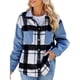 thumbnail image 1 of Chaqueta Vaquera Informal de Larga con Solapa y Botones para Mujer, Estilo Otoño, A Cuadros, Estilo Informal, con Botones Azul XL, 1 of 9