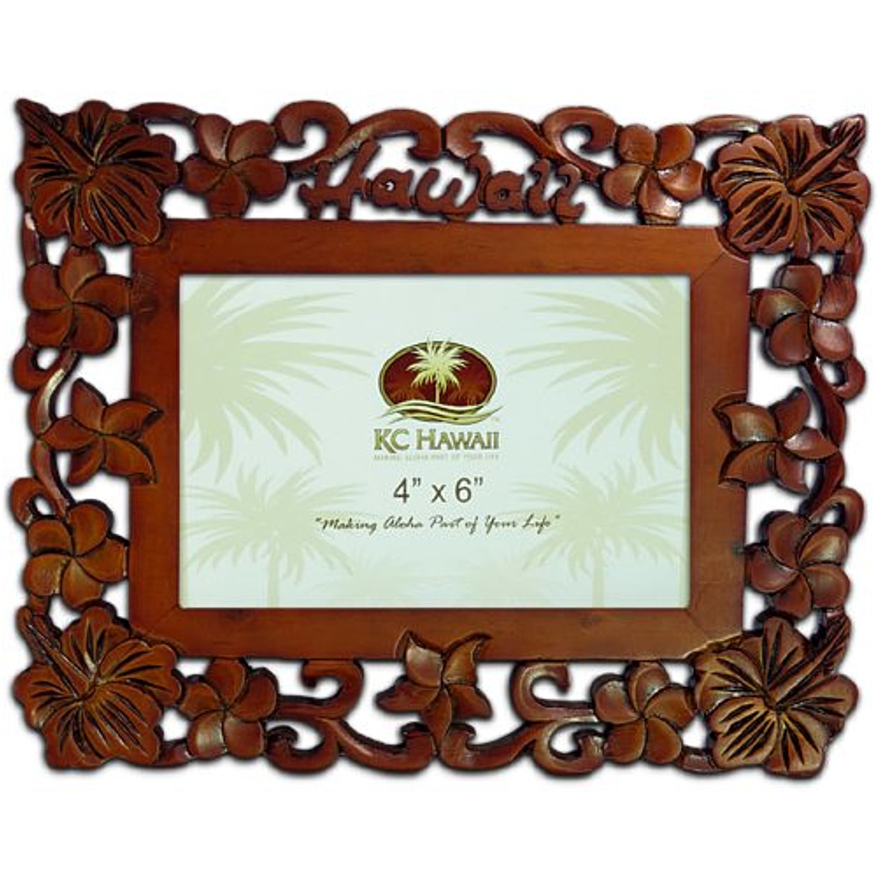 Hawaii Wood Carved Picture Frame 4" X 6"