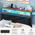 thumbnail image 4 of ChicZhiNest Queen Size Bed Frame with Storage Headboard and LED Light, Metal Platform Bed with Charging Station, Black, 4 of 8