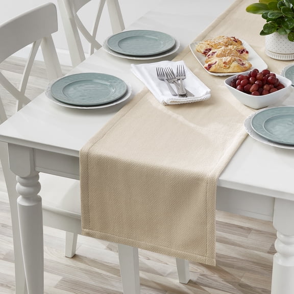 Mainstays Woven Cotton & Polyester Table Runner - Beige - 14" x 72", 1 Piece