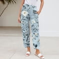 thumbnail image 5 of WTOBBY Women's Retro Floral Print Casual Wide Leg Elastic Waist Pants with Pockets, Summer Loose Trousers for Women, Comfortable and Flowy Design,Light Blue M, 5 of 5