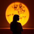 thumbnail image 2 of Sunset Projection Lamp 180 Degree Rotation Night Light Projector With Usb Cable Floor Stand(Sunset Red), 2 of 5