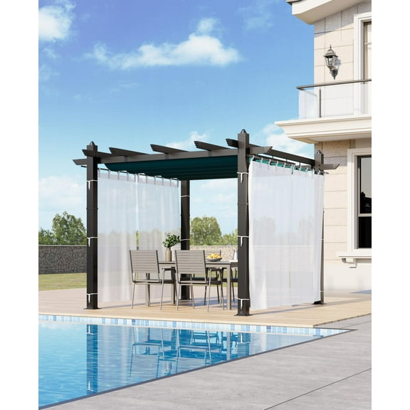 Outdoor Retractable Pergola with Sun Shade Canopy, 10' X 10'/10' X 13' Patio Metal Shelter for Garden Porch Beach Pavilion Grill Gazebo, Modern Yard Grape Trellis Pergola