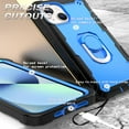 thumbnail image 5 of Phone Case for iPhone 13, 3 In 1 Cover with Ring Holder Kickstand Hybrid Shockproof Military Grade Protective Hard PC Soft Silicone Case for iPhone 13 for Women Men, Black/Blue, 5 of 7