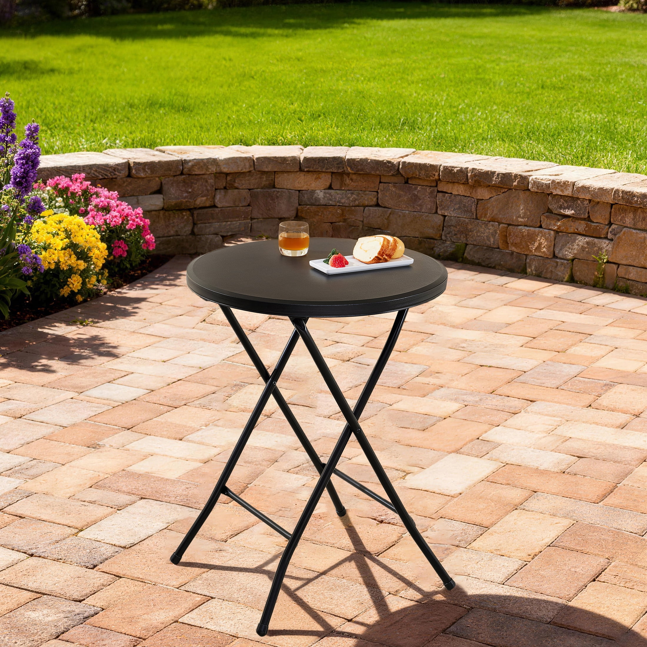 Mainstays 24" Round Bistro Folding Table, Black