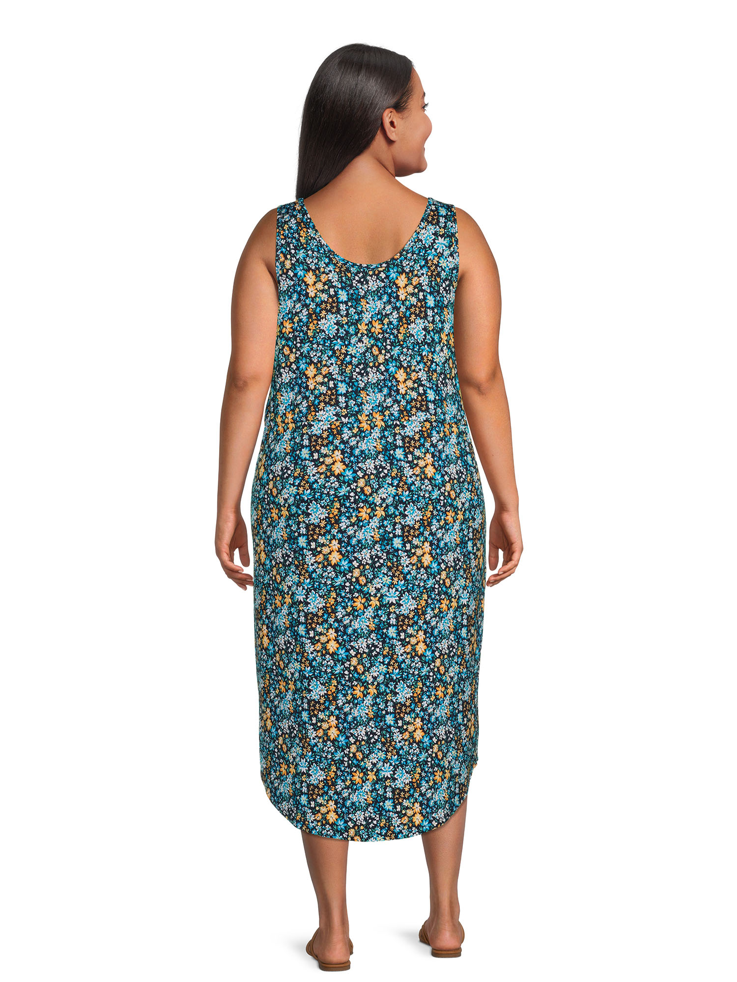 Terra & Sky Women's Plus Size Drawstring Waist Tank Dress - image 3 of 5