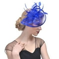 thumbnail image 3 of Ongmies Wedding Hat Clearance Hat for Women Wedding Flower Tail Mesh Feathers Hair Clip Tea Party Headband Accessories Blue, 3 of 5