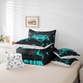 thumbnail image 4 of Gamer Comforter , Gaming 7 Pieces Bed In A Bag Full Size Video Games Bedding - 1 Comforter, 1 Fitted Sheet, 1 Flat Sheet, 2 Pillow Cases, 2 Throw Pillow Covers, Teal Black, 4 of 6