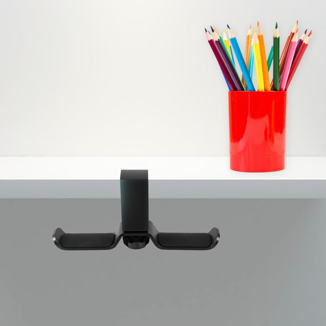unbranded Soporte Para Audífonos Doble En Aluminio Con Gancho Giratorio 360 Color Negro