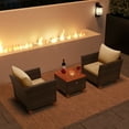 thumbnail image 2 of Gymax 3 PCS Patio PE Wicker Furniture Set Outdoor Conversation Bistro Set w/ Cushions Beige, 2 of 10