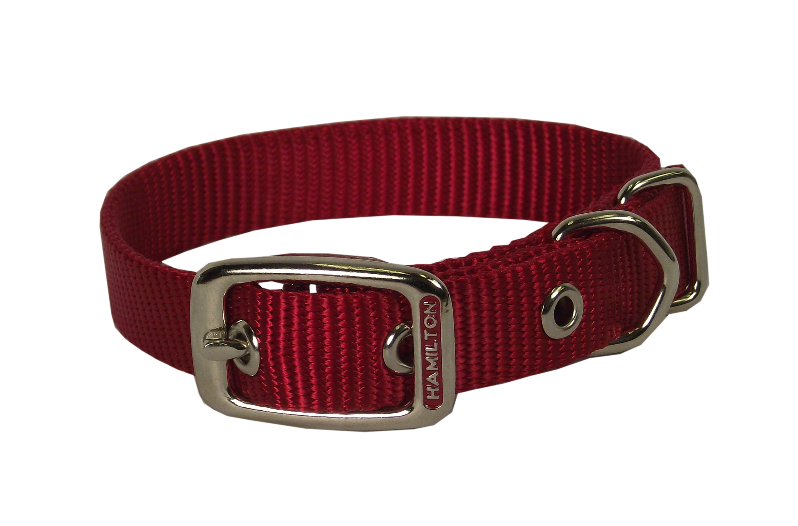 Hamilton 3/4" Single Thick Nylon Deluxe Dog Collar, 18 inch, Red