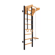 BenchK 211 Black + A076 Wall bars with adjustable beech wood pull-up bar and gymnastic accessories