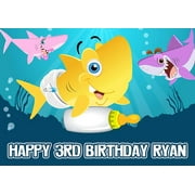 Baby Shark Edible Cake Image Topper Personalized Birthday Party 1/4 Sheet (8"x10.5")