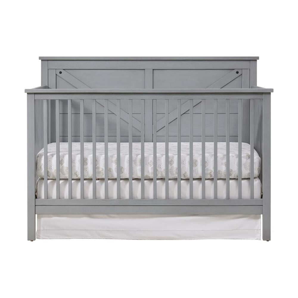 Oxford Baby Montauk 4-in-1 Convertible Crib, Farmhouse Gray, GREENGUARD Gold Certified, Wooden Crib