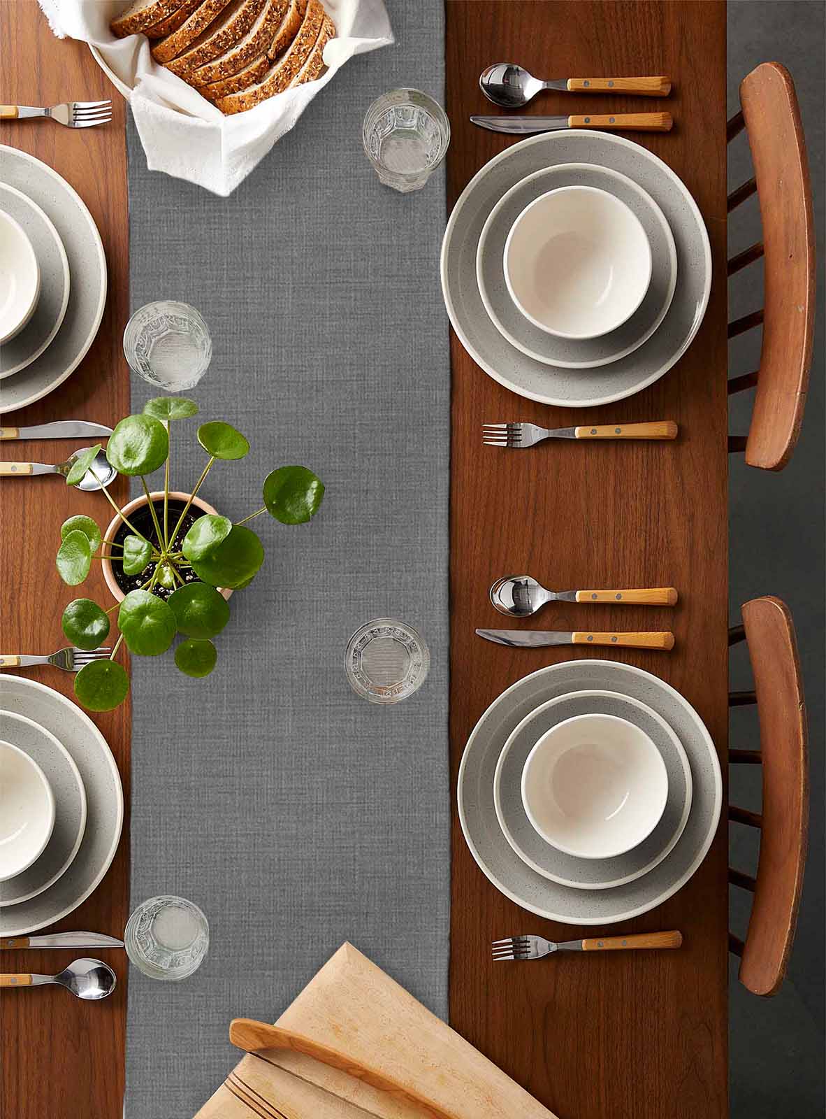 Table Runners 70 Inches Long Dress Scarves, Vintage Dark Gray Farmhouse Coffee/Dining/Kitchen Table Decor, Holiday Table Runner, Farmhouse Retro Solid Color Linen Texture 13x70 Inch