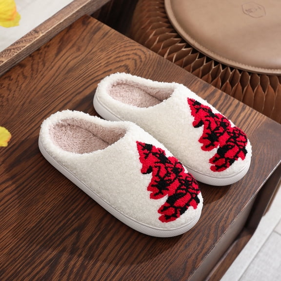 ZELAND Unisex Christmas Tree Slippers - Soft Thick Sole, Anti-Slip, Warm Indoor House Shoes for Couples, Men & Women
