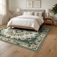 thumbnail image 3 of ODIKA 6'x9' Washable Area Rug Non-Slip, Chair-Friendly, Circular Round Watercolor Vintage Impressionist Botanical Border for Dining Room, Under Table, Office Décor, 3 of 7