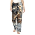thumbnail image 1 of Balery Wolf Family Winter Wonderland Pantalones de pijama para mujer, pijamas ultraligeros, pantalones de estar por casa-Small, 1 of 6