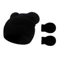 thumbnail image 2 of Baby Bear Ear Hat and Mittens Set, Cotton Knit Newborn Winter Set, Cute Infant Beanie with Ears, Baby Shower Gift Set, Newborn Photography Prop Black, 2 of 8