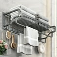 thumbnail image 2 of 1pc Space Aluminum Bathroom Towel Rack, No Drilling Toilet Bathroom Storage Rack, Wall-mounted Bathroom Clothes Storage Rack, Bathroom Accessories, 2 of 5