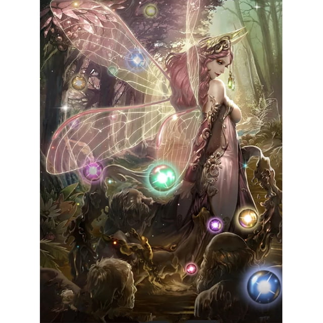 Cuadros Decorativos (DE8225) 5D DIY taladro completo diamante pintura fantasía hada punto de cruz bordado 20X30cm Tmvgtek embutido en tela