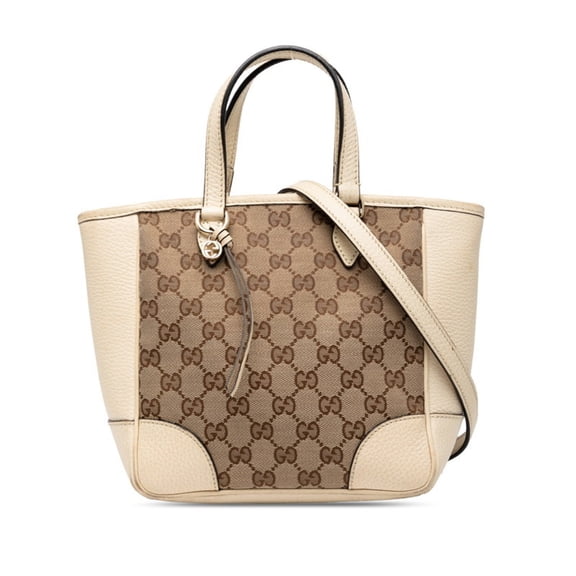 Pre-Owned Gucci GG Canvas Handbag/Shoulder Bag 2WAY 449241 Beige Ivory Leather... (Good)