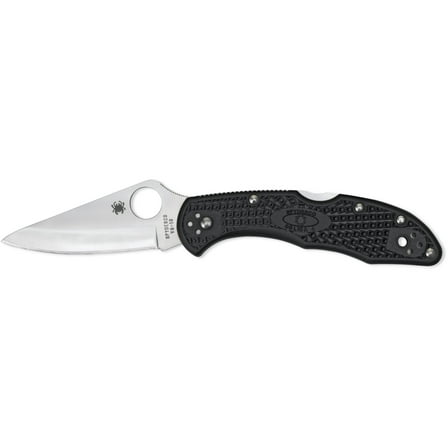 Spyderco Delica 4 Folding Knife 2-7/8" VG10 Satin Plain Blade, Black FRN Handles, Lockback - C11PBK