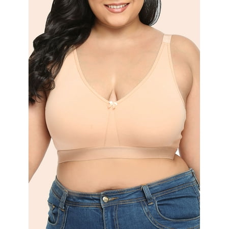 

Romacci Womens Plus Bra Full Coverage Wireless and Back Closure T-Shirt Bra 42C