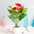 thumbnail image 4 of Bearachild Anthurium de 12 cabezas, llamativa, hermosa alternativa, flores falsas, decoración para oficina, planta emulacional resistente al Plantas Artificiales Bearachild HA6995-00B, 4 of 6
